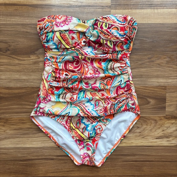Lauren Ralph Lauren Boho Sunrise Paisley Mio One-Piece Multi Swimsuit - Picture 16 of 16